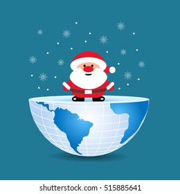 half of the world with inside Christmas Santa Claus