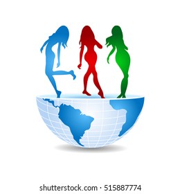 half of the world with three dancing girls