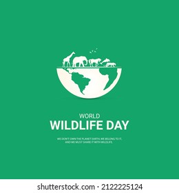 Half World and wild animal, world wildlife day, suitable design for poster, banner vector illustration 14.  - Shutterstock ID 2122225124