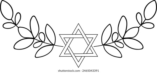 Half wreath star of David decorative element