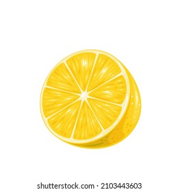 Medio limón amarillo. Ilustración vectorial de cítricos.