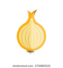 Mitad de cebolla amarilla mostrando capas = Ilustración vectorial