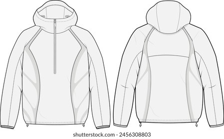 half zip anorak jacket outdoors design vector template