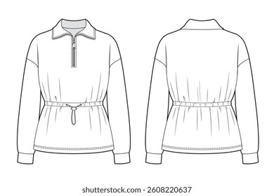 Half zipper sweatshirt with drawstring waist