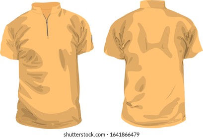 half zip-up short sleeves t-shirts illustration EPS fashion design schematic drawing clothing cloth wear apparel  wardrobe