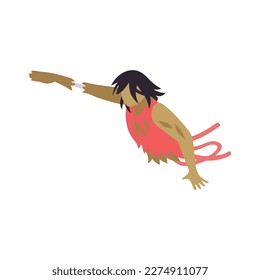 Half zombie body isometric icon vector illustration