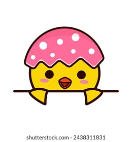 vector de diseño de dibujos animados de pollito de medio cuerpo
