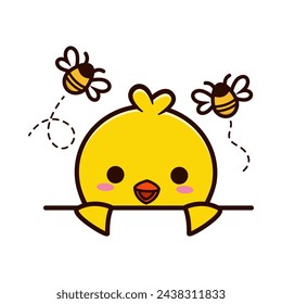 half-body chick cartoon design vector