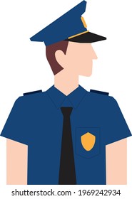 Half-body illustration of a male police officer.