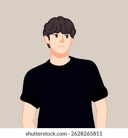 A half-body portrait illustration of a handsome Korean boy wearing a stylish, trendy outfit. Perfect for profile use, fashion-related content, or K-pop inspired designs.