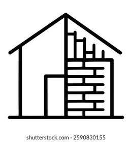Half-Built House Icon Representing Construction, Development, and Architecture