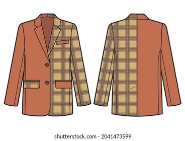 Half-checkered women's jacket with pockets