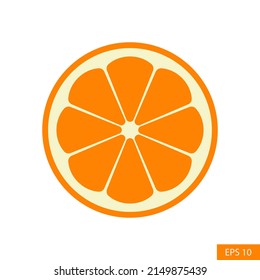 Halbschnitt orangefarbene Vektorsymbol in flachem Design für Website-Design, App, Benutzeroberfläche, einzeln auf weißem Hintergrund. EPS10 Vektorgrafik.