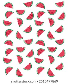 Half-cut Watermelon Fruits  seamless pattern Flat Design 