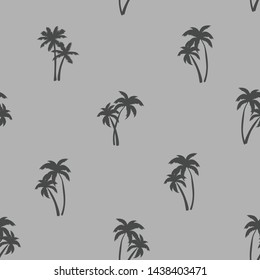 Half-drop seamless repeat pattern with ditsy charcoal gray palm tree silhouettes. Men's, boys, tropical beach, shirt print and more.