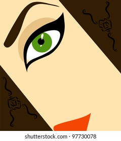Half-face woman vector illustration. Eps 10