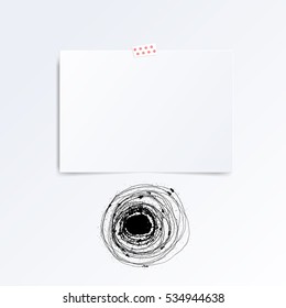  Half-fold brochure with abstract grunge circles isolated on white. Mock up vector template