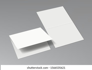 Plantilla de folletos blancos en blanco horizontal de medio pliegue. Vector EPS10