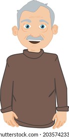 Half-length drawing of an elderly man in a brown shirt