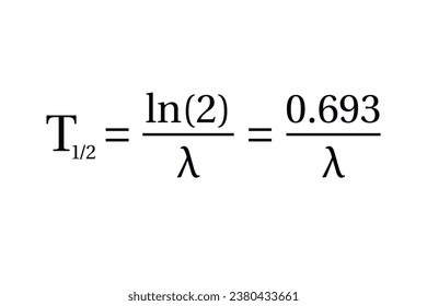Half-Life Formula on the white background. Education. Science.  Vector illustration.