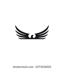 Half-looking eagle and its wings. Vector illustration.