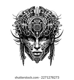 Half-man Half-machine The Epic Cyborg Illustration of a Futuristic Being