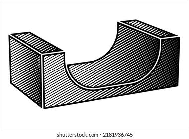 Rampensymbol in halbem Pipe, Rampensymbol in halbem Pipe, Vektorgrafik