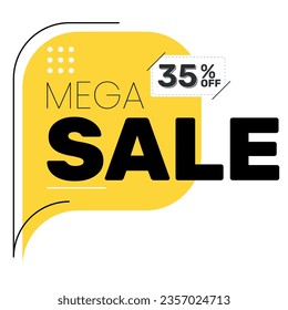 Half-Price Deal: 35% Discount. Super Savings. Special Discount Promotion. Yellow Square Banner Design.