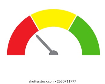 Half-round scale from red to green with arrow. Vector illustration isolated on white background