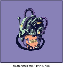half-skull robot vector, suitable for clothing brands,banner, or posters