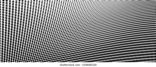 Halfton black and white. Abstract chaotic waves from points. Vector modern optical pop art texture for posters, business cards, cover