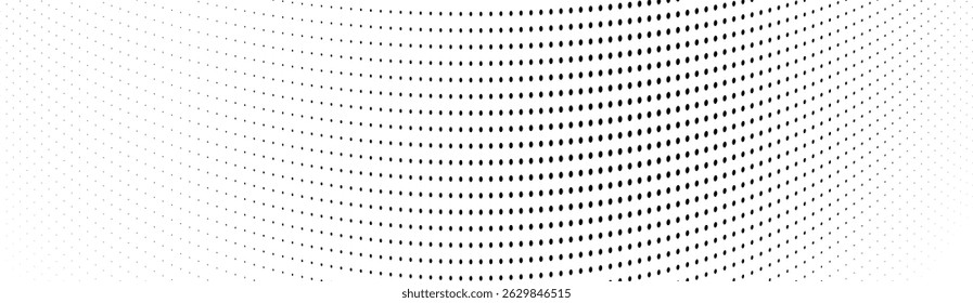Halfton is black and white. Smooth transition of points from larger to smaller