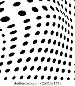 Halfton is black and white. Smooth transition of points from larger to smaller
