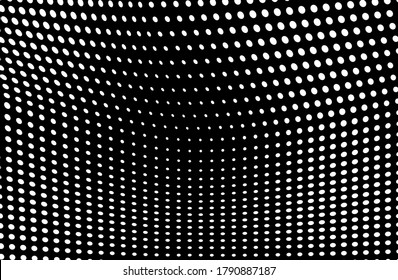Halfton black and white wave. Chaotic texture of dots