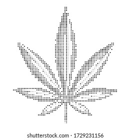 Halfton of hemp leaf isolated on a white background