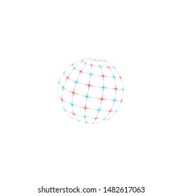halftone 3 D GLOBE LOGO DESIGN VECTOR SYMBOL ICON 
