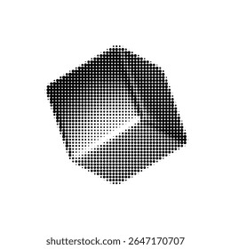 Ilustração vetorial de cubo de meio-tom 3D com padrão de pontos abstrato, perfeito para projetos de design gráfico moderno e fundos futuristas. Arte geométrica em preto e branco, na moda em tecnologia visual.