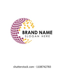 halftone 3D globe logo design vector symbol icon. dotted globe icon