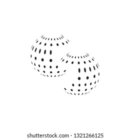 halftone 3D globe logo design vector symbol icon. dotted globe icon - Vector