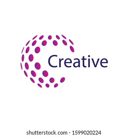 halftone 3D globe logo design vector symbol icon. dotted globe icon