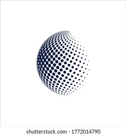 halftone 3D globe logo design vector symbol icon. dotted globe icon