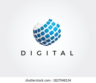 Halftone 3D globe logo design vector symbol icon. dotted globe icon