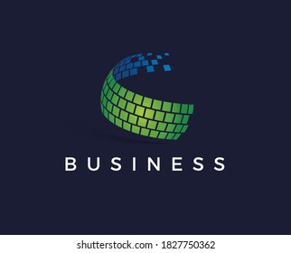 Halftone 3D globe logo design vector symbol icon. dotted globe icon