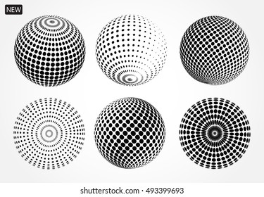 Halftone 3D spheres.Halftone vector design elements.