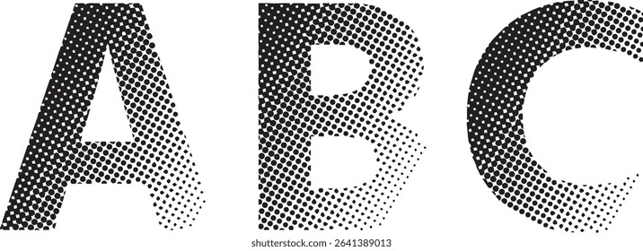 Halftone abc letters design element graphic