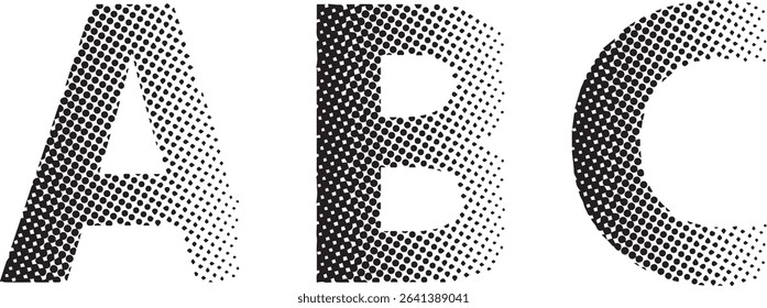 Halftone abc letters design element graphic