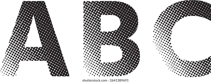 Halftone abc letters design element