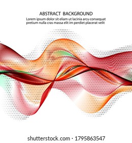 
Halftone abstract background design. Vector colored wavy horizontal lines wave, fluid flow. Banner, poster