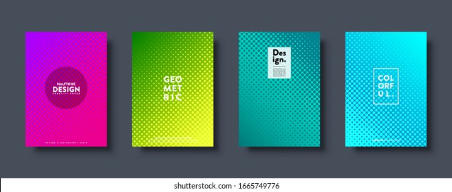 Halftone abstrakter Hintergrund mit Punkten. Farbiges Farbverlauf-Design. Moderne geometrische Banner mit Kreisen. Pop Art. Vektorillustration Illustration.
