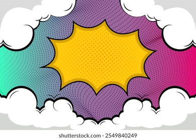 halftone abstract background gradient colorful cloud template comic cartoon